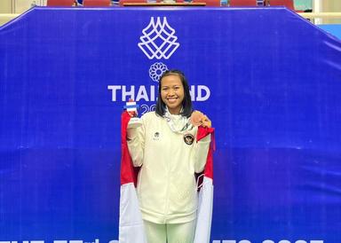 Bripda Frisca Kharisma Indrasari, berhasil menyumbangkan medali perunggu pada ajang The 33rd Southeast Asian Games (SEA Games) 2025 yang digelar di Thailand.(dok KONI Banyumas)